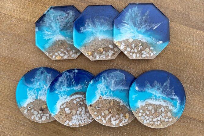 Epoxy Resin Art and Craft Coaster Set Experience - What You’ll Make: A Set of 4 Food-Safe Coasters With Nature + Gold Leaf
