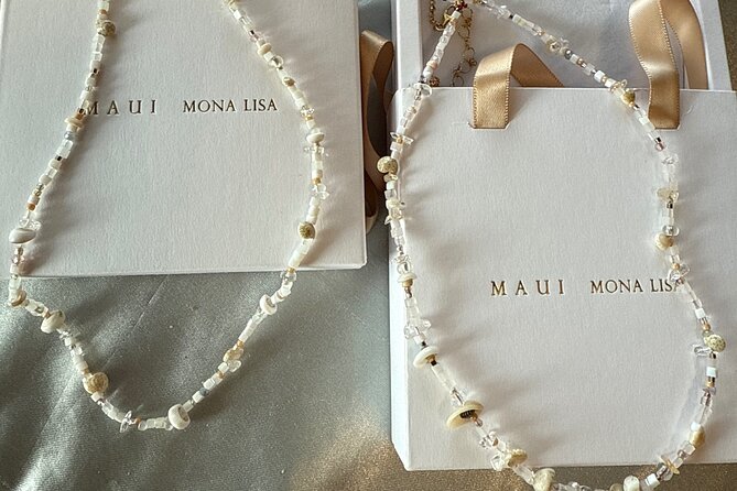 Maui Jewelry Making Class with Puka Shells and Pearls - Your two kit choices: pearls with magnetic clasp or puka shell necklace making