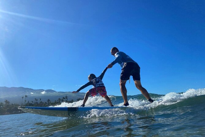 Semi-Private Surf Lesson at Kalama Beach in Kihei - In the Water at Kalama Beach: Standing Up, Riding, and Coach Feedback