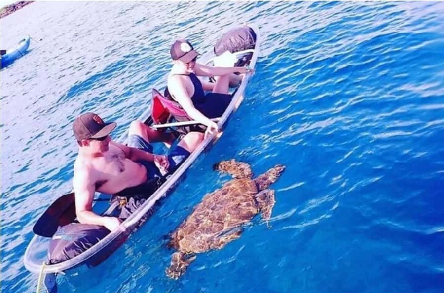 Turtle Town, Makena; Clear Bottom Kayak and Snorkel Tour - Views from the water: Haleakala, West Maui, Molokini